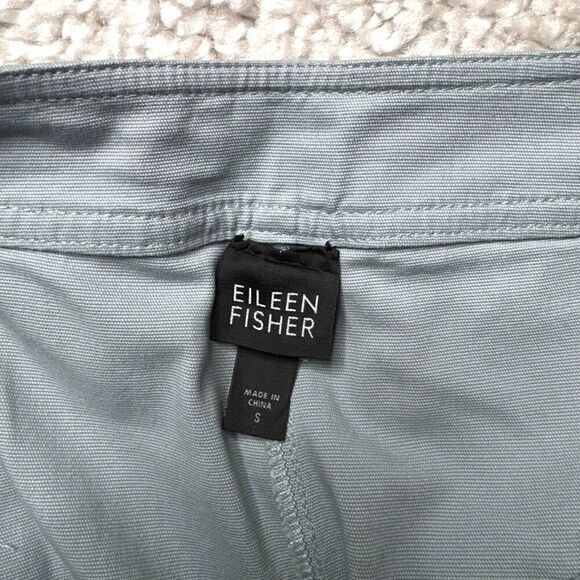 Eileen Fisher Organic Cotton Canvas Wide Leg Crop Pant Blue FLAWS - Picture 3 of 7